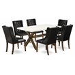 Pemberly Row 7-Piece Wood Dining Set with Jacobean Finish and PU Leather