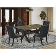 Pemberly Row 5-Piece Wood Dining Room Set in Black and Distressed Jacobean