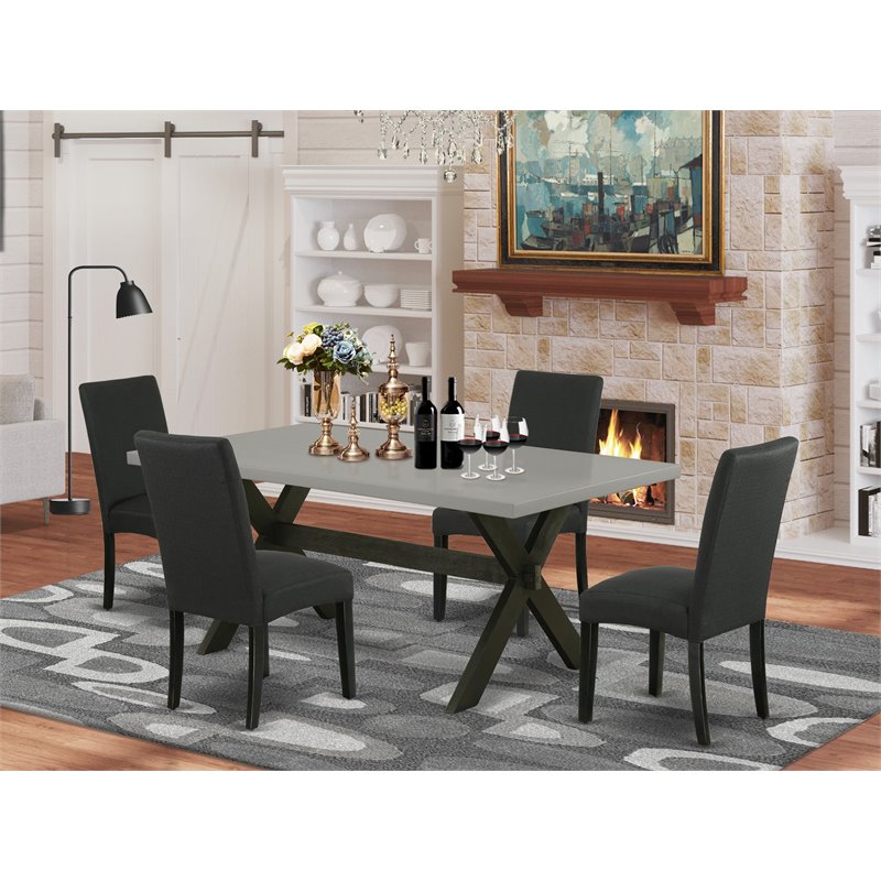 Pemberly Row 5-Piece Rubberwood Dinette Set in Linen White and Smoke