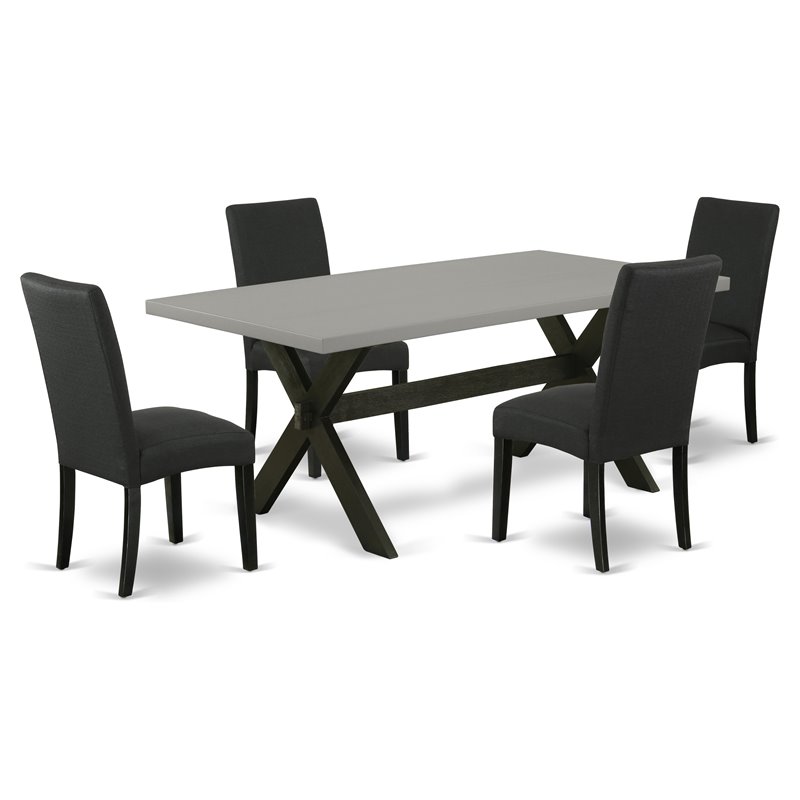 Pemberly Row 5-Piece Rubberwood Dinette Set in Linen White and Smoke