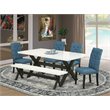 Pemberly Row 6-Piece Wood Dining Set with Chairs and Bench in Black