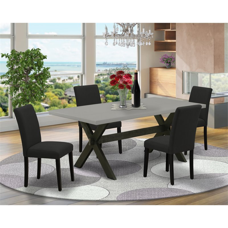 Pemberly Row 5-Piece Wood Dinette Table and Chair Set in Cement and Black