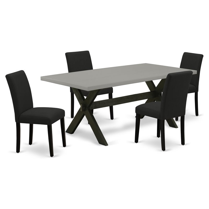 Pemberly Row 5-Piece Wood Dinette Table and Chair Set in Cement and Black
