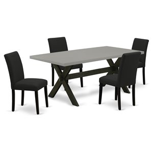 Pemberly Row 5-Piece Wood Dinette Table and Chair Set in Cement and Black