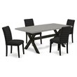 Pemberly Row 5-Piece Wood Dinette Table and Chair Set in Cement and Black