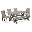 Pemberly Row 6-Piece Wood Dining Set in Dark Khaki Brown with Parson Chairs