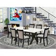 Pemberly Row 7-Piece Wood Dining Set in Black/White/Shitake Gray