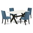 Pemberly Row 5-Piece Wood Dining Set in Black and Mineral Blue