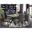 Pemberly Row 7-Piece Wood Dining Set in Cement and Dark Gray