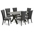 Pemberly Row 7-Piece Wood Dining Set in Cement and Dark Gray
