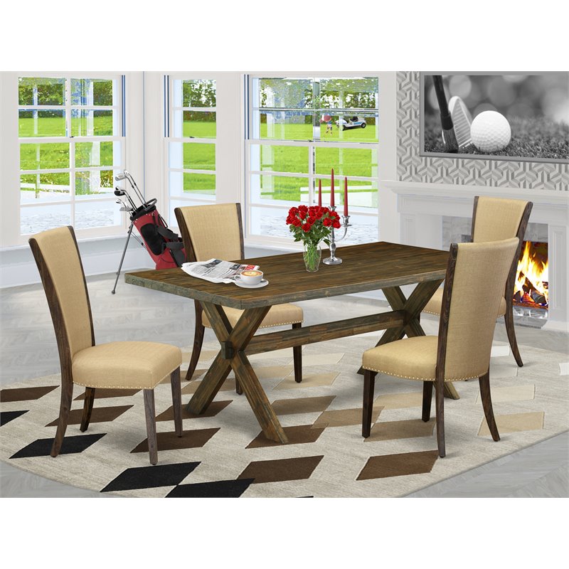 Pemberly Row 5-Piece Wood Dinette Set in Jacobean Brown Finish