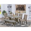 Pemberly Row 6-Piece Wood Dining Set in Dark Khaki and Cement Finish