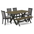 Pemberly Row 6-Piece Acacia Wood Dining Table Set in Black and Jacobean