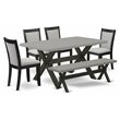 Pemberly Row 6-Piece Modern Rubberwood Dining Set in Cement and Gray Finish