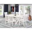 Pemberly Row 7-Piece Wooden Dining Set in Cream and Linen White Finish