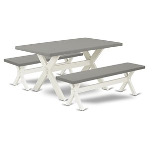 Pemberly Row 3-Piece Wood Rectangle Kitchen Set Linen White Cement