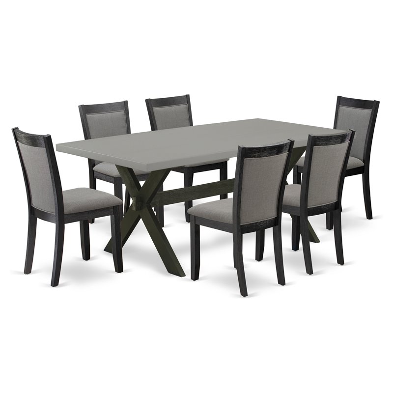 Pemberly Row 7-Piece Acacia Wood Dining Set in Black/Dark Gray Finish