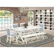 Pemberly Row 6-Piece Acacia Wood Dining Set in Baby Blue/White