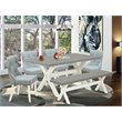 Pemberly Row 6-Piece Wood Dining Set Linen Fabric Upholstery Baby Blue