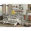 Pemberly Row 6-Piece Wood Dinette Set Linen Fabric Upholstery Smoke