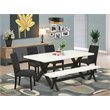 Pemberly Row 6-Piece Wood Dining Set in White and Black Finish