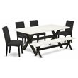 Pemberly Row 6-Piece Wood Dining Set in White and Black Finish