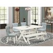 Pemberly Row 6-Piece Wood Dinette Set in Linen White and Baby Blue