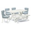 Pemberly Row 6-Piece Wood Dinette Set in Linen White and Baby Blue