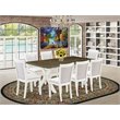 Pemberly Row 9-Piece Acacia Wood Dining Set in Cream and Jacobean Finish