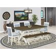 Pemberly Row 6-Piece Wood Dining Set in Baby Blue and Jacobean Finish