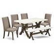 Pemberly Row 6-Piece Wood Dining Room Set in Jacobean Brown Finish