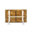 Pemberly Row 6-Piece Wood Dining Set with Bench in Baby Blue/White Finish