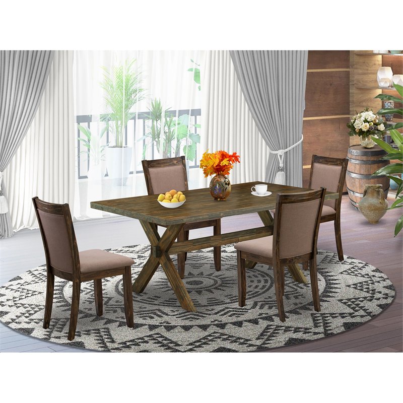 Pemberly Row 5-Piece Rubberwood Dining Set in Jacobean and Coffee