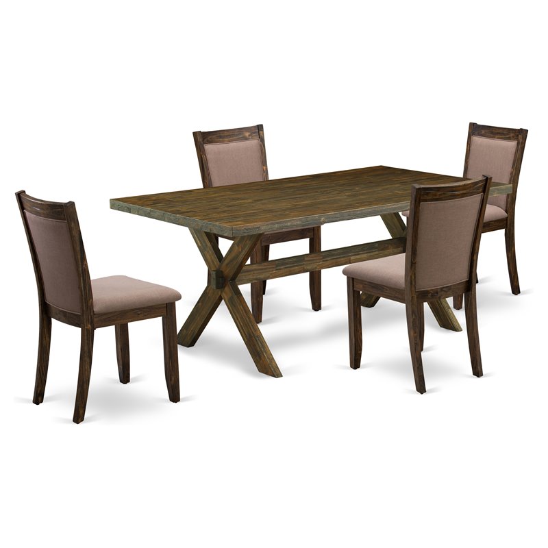 Pemberly Row 5-Piece Rubberwood Dining Set in Jacobean and Coffee
