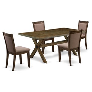 Pemberly Row 5-Piece Rubberwood Dining Set in Jacobean and Coffee
