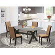 Pemberly Row 5-Piece Wood Dining Set in Black Light Sable and Cement