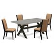 Pemberly Row 5-Piece Wood Dining Set in Black Light Sable and Cement