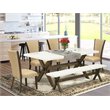 Pemberly Row 6-Piece Wood Dining Set with Cushion Seats in Brown