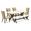 Pemberly Row 6-Piece Wood Dining Set with Cushion Seats in Brown