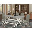 Pemberly Row 6-Piece Wood Dining Set in White and Dark Shitake