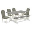 Pemberly Row 6-Piece Wood Dining Set in White and Dark Shitake