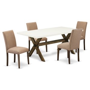 Pemberly Row 5-Piece Wood Dining Set in Brown and Light Sable