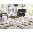 Pemberly Row 7-Piece Acacia Wood Dining Set in Cream and White