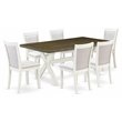 Pemberly Row 7-Piece Acacia Wood Dining Set in Cream and White