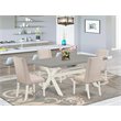 Pemberly Row 5-Piece Wood Dining Set in Linen White with Cream Chairs