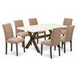 Pemberly Row 7-Piece Wood Kitchen Set in Linen White and Jacobean Brown