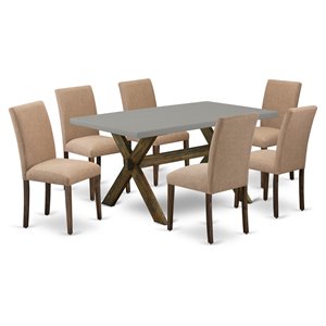 Pemberly Row 7-Piece Dining Set with Rubber Wood in Jacobean Brown
