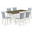 Pemberly Row 7-Piece Acacia Wood Dining Set in White and Jacobean Finish