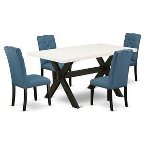 Pemberly Row 5-Piece Wood Dinette Set in Black and Linen White Finish