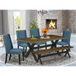 Pemberly Row 6-Piece Wooden Dining Set in Wire Brushed Black Finish